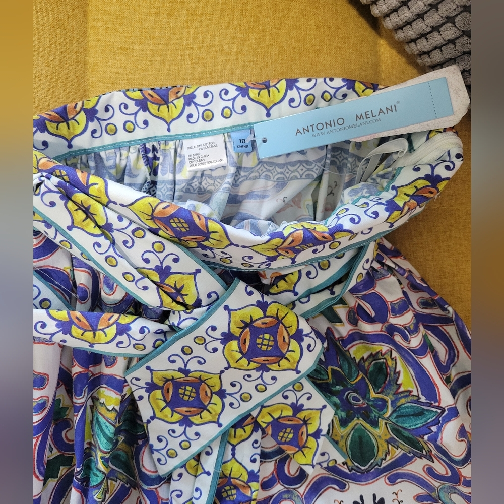 ANTONIO MELANI Multicolor A-Line Skirt With Belt - Picture 4 of 4